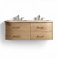 Meuble de salle de bain en bois clair avec double vasque et tiroirs 120 x 50 x 30cm