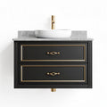 Meuble de salle de bain noir avec lavabo en céramique 60 x 45 x 20cm
