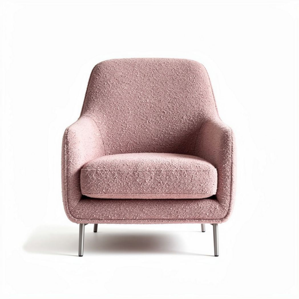 Fauteuil en tissu bouclé rose avec structure en métal dimensions 80 x 80 x 85cm