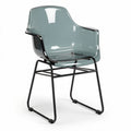 Chaise en plastique transparent gris avec structure en métal noir 60 x 60 x 80cm