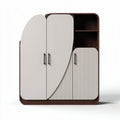 Armoire de rangement en bois de chêne et MDF beige avec étagères 150 x 100 x 200cm