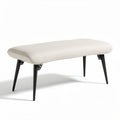 Tabouret en tissu beige avec structure en métal noir dimensions 110 x 40 x 42cm