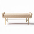 Banc en tissu beige avec structure en métal doré 120 x 50 x 40cm