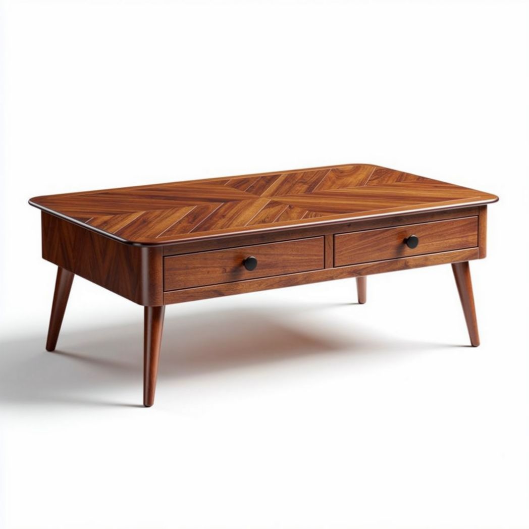 Table basse en bois de noyer avec deux tiroirs dimensions 120 x 60 x 40cm
